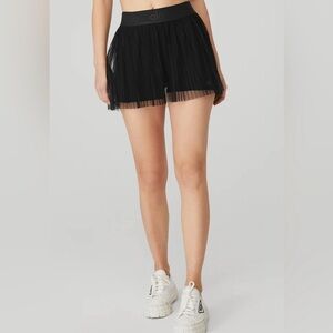Alo Flirty Black Mesh Tennis Skirt
